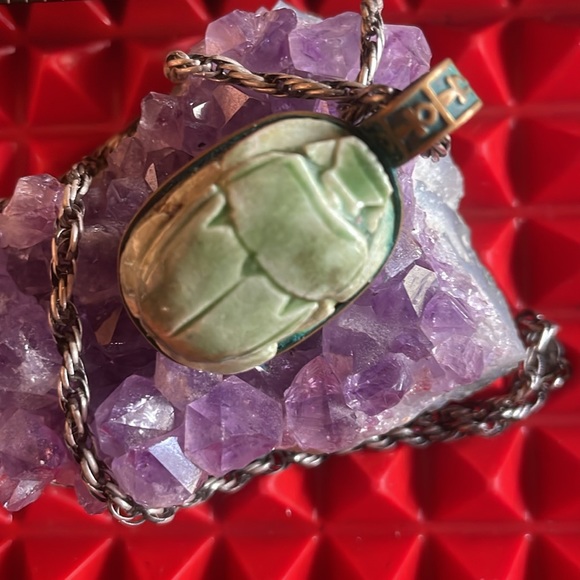 SCARAB W/STERLING SILVER NECKLACE - Picture 6 of 10